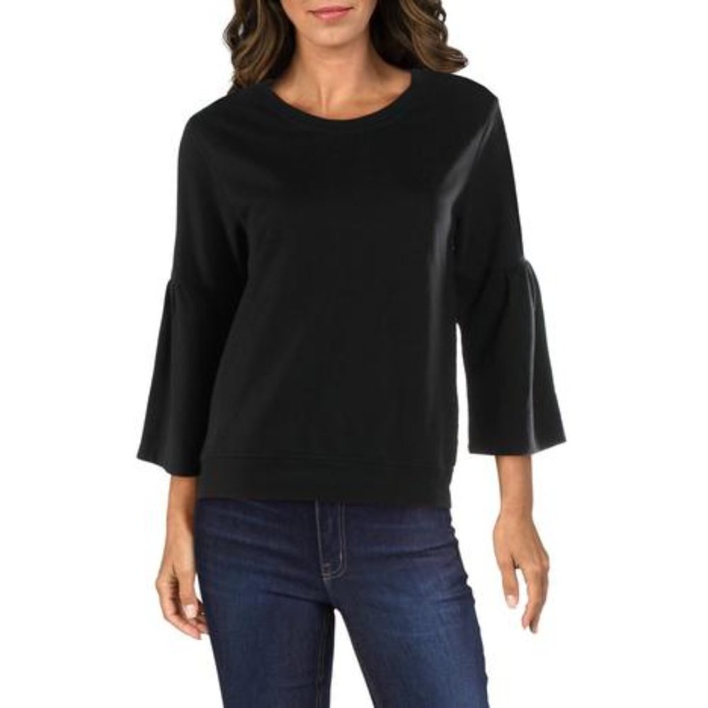 Joe’s Jeans Dania Bell Sleeve Black Small Women's Crewneck Sweatshirt Blouse EUC